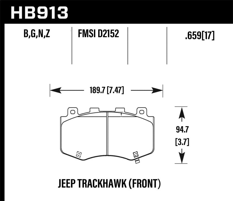 Plaquettes de frein avant Hawk 18-19 Jeep Grand Cherokee Trackhawk DTC-60