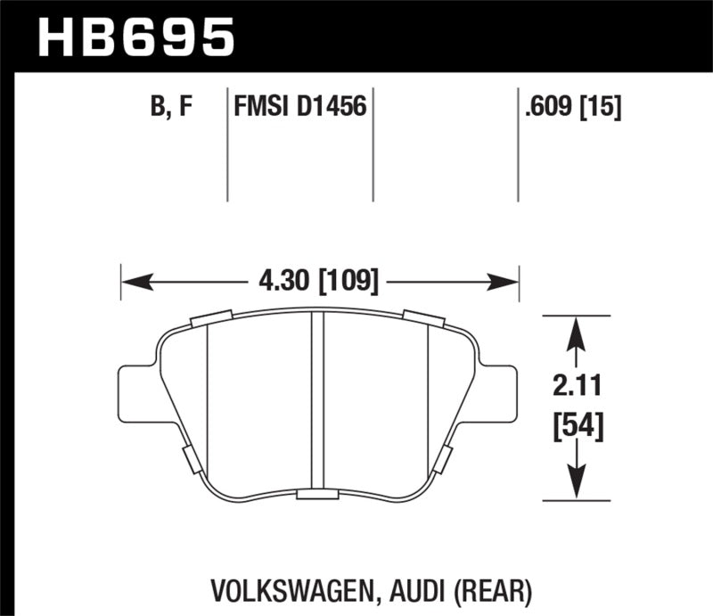 Hawk 12 Audi A3 / 11-12 VW Golf GTI/Jetta S/Jetta SE/Jetta SEL/Jetta TDI HPS Street Plaquettes de frein arrière