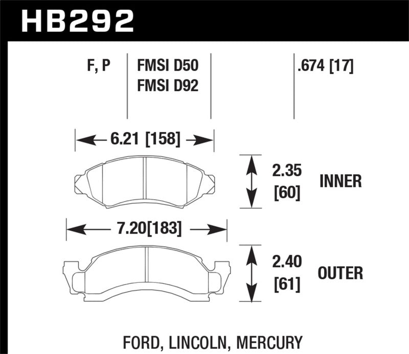 Hawk HB292F.674 HPS Street Brake Pads