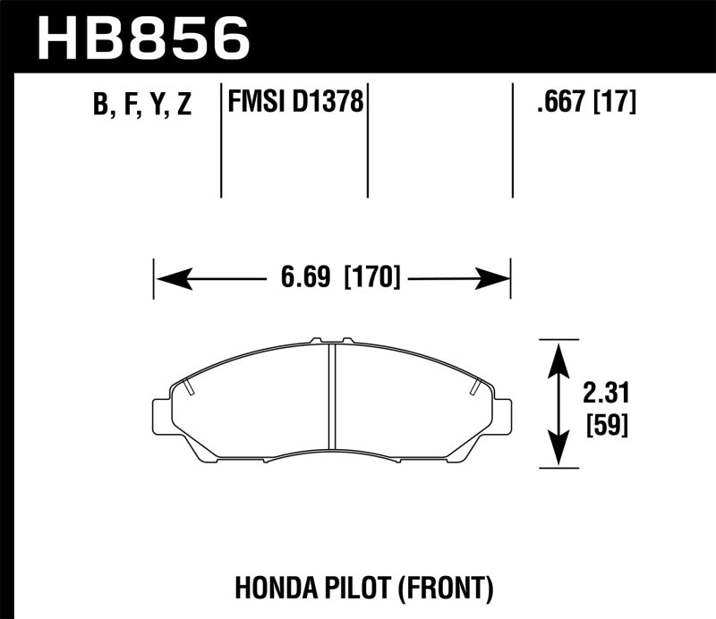 Hawk 09-15 Honda Pilot HPS 5.0 Plaquettes de frein avant