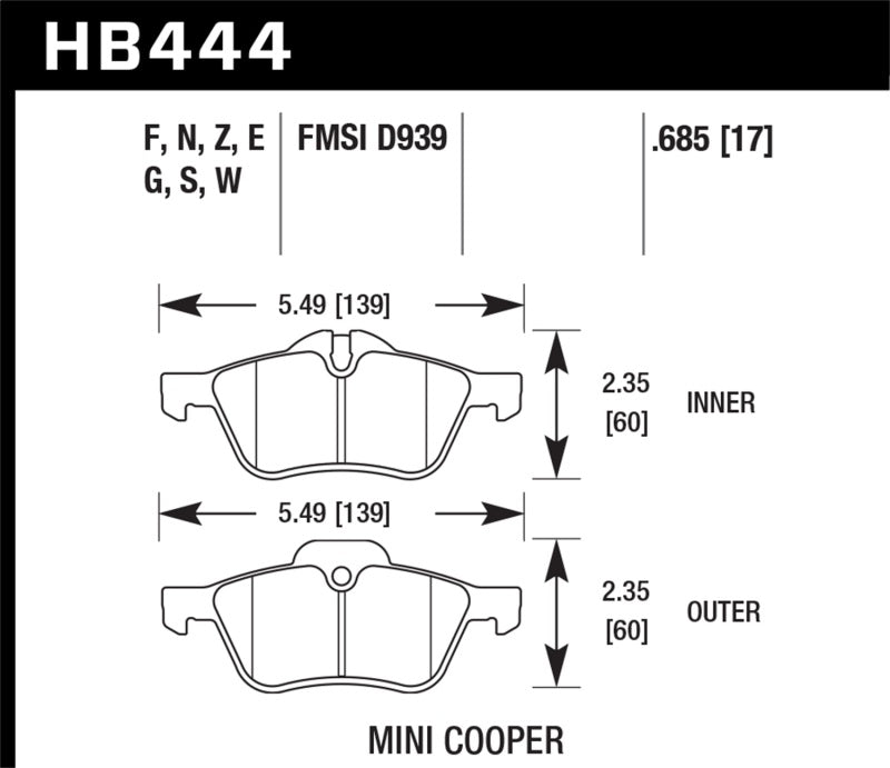 Hawk 02-06 Mini Cooper / Cooper S Blue Race Plaquettes de frein avant