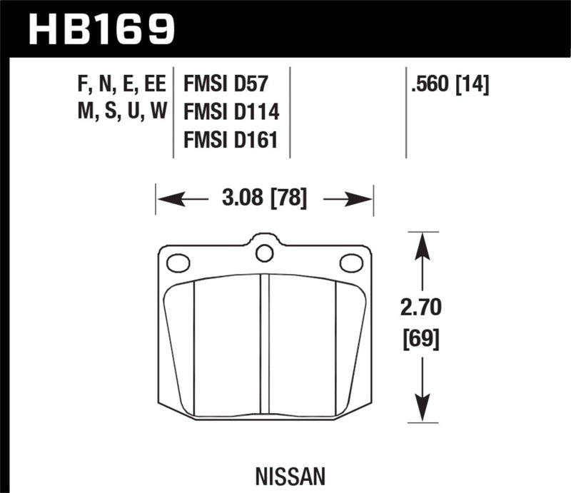 Hawk 70-73 Nissan 240Z / 74-75 Nissan 260Z / 75-78 Nissan 280Z DTC-30 Plaquettes de frein avant course