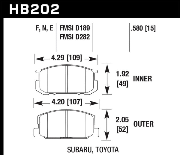 Hawk HB202F.580 HPS Street Brake Pads