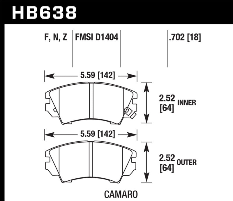 Plaquettes de frein avant Hawk Camaro V6 HPS Street