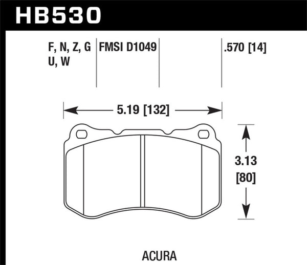 Hawk HB530N.570 HP+ Street Brake Pads