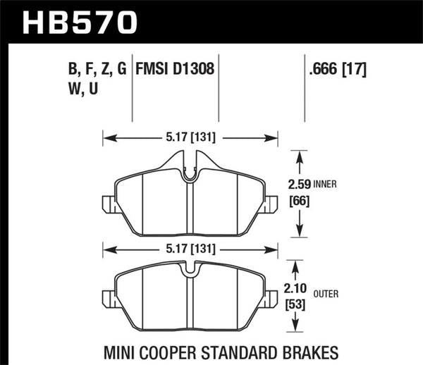 Hawk HB570F.666 HPS Street Brake Pads