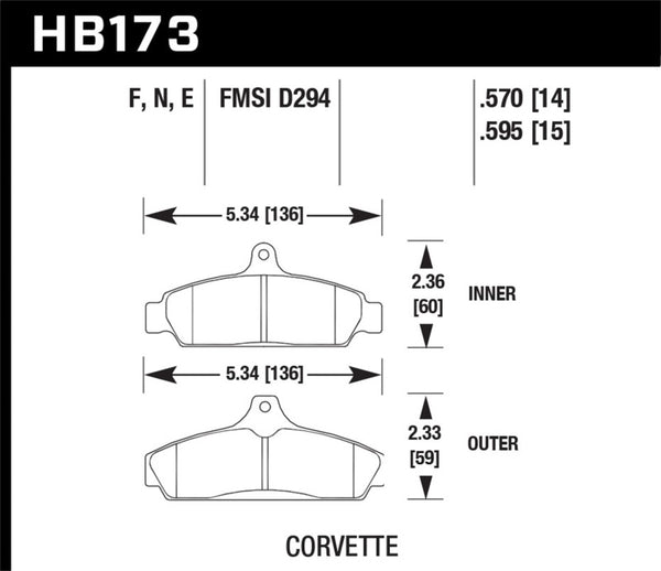 Hawk 84-87 Chevy Corvette 5.7 Bleu 9012 Race Plaquettes de frein avant