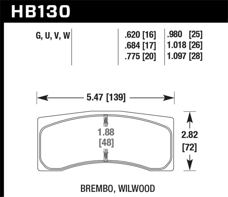 Hawk HB130G.980 Brembo X9 060 71/74 / Brembo XA4 D3 01/04 / Wilwood Integra IP Racing DTC-60 Brake Pads