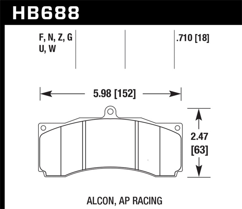 Hawk HB688B.710 AP Racing/Alcon HPS 5.0 Brake Pads