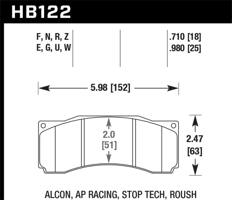 Hawk HB122E.710 Stoptech ST-60 Caliper Blue 9012 Race Brake Pads