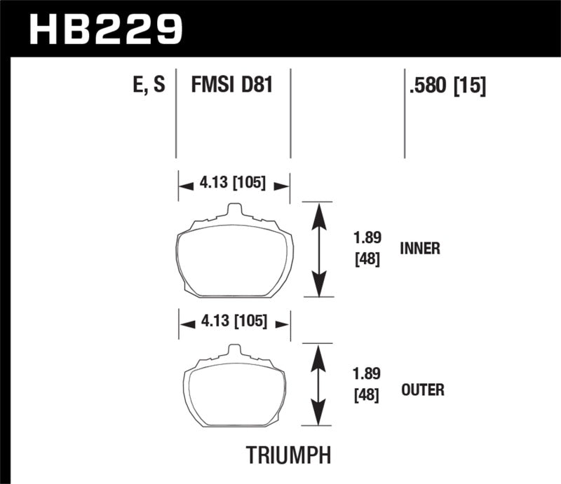 Plaquettes de frein avant Hawk70-73 Triumph Stag Blue 9012 Race