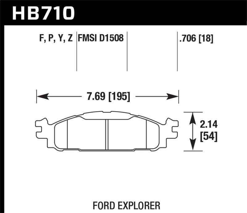 Hawk HB710P.706 11-13 Ford Explorer/12-13 Taurus SHO / 12-13 Lincoln MKS/MKT Super Duty Front Street Brake Pads