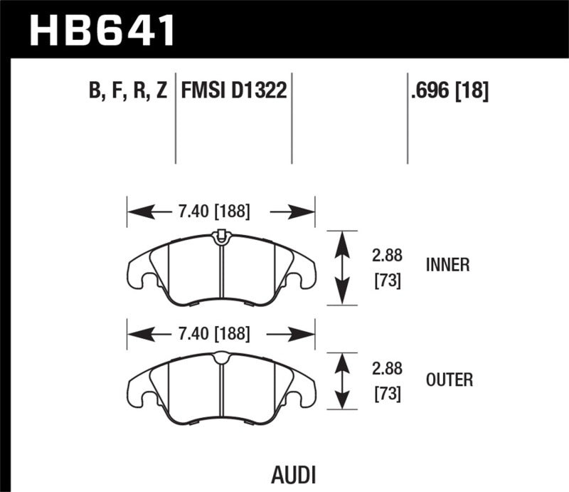 Hawk HB641Z.696 09-11 Audi A4/Quattro / 08-11 Quattro / 09-11 Q5 Front Ceramic Street Brake Pads