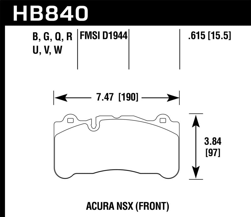 Plaquettes de frein avant Hawk 2017 Acura NSX DTC-60 Street