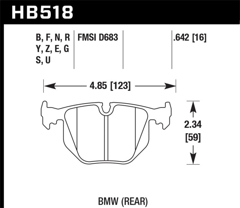 Hawk HB518E.642 BMW 3/5/7Series/M3/M5/X3/X5/Z4/Z8 / Land Rover Range Rover Blue 9012 Race Rear Brake Pads