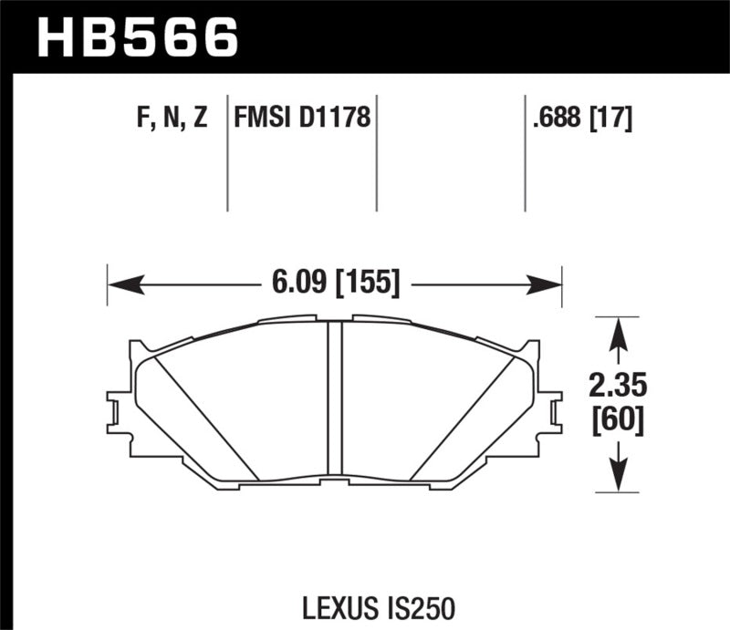 Hawk 06-08 Lexus IS250 HPS Plaquettes de frein avant rue