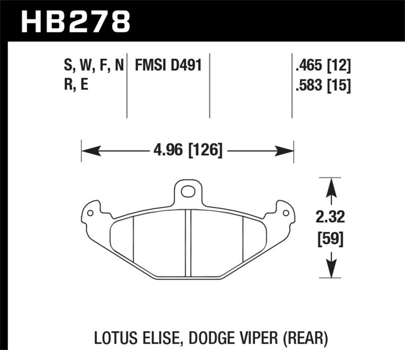 Hawk 92-00 Dodge Viper / 01-05/10-11 Lotus Elise / 10-11 Lotus Exige DTC-30 Race Plaquettes de frein arrière