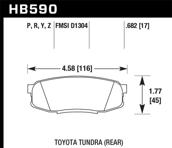 Jeu de plaquettes de frein Hawk 2019 Toyota Tundra/2019 Lexus NX300 HP Plus