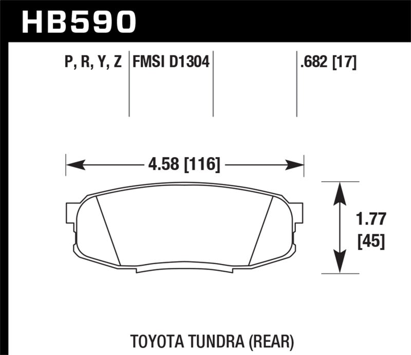 Jeu de plaquettes de frein Hawk 2019 Toyota Tundra/2019 Lexus NX300 HP Plus