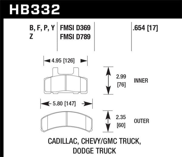 Hawk 1999-2000 Cadillac Escalade HPS 5.0 Plaquettes de frein avant