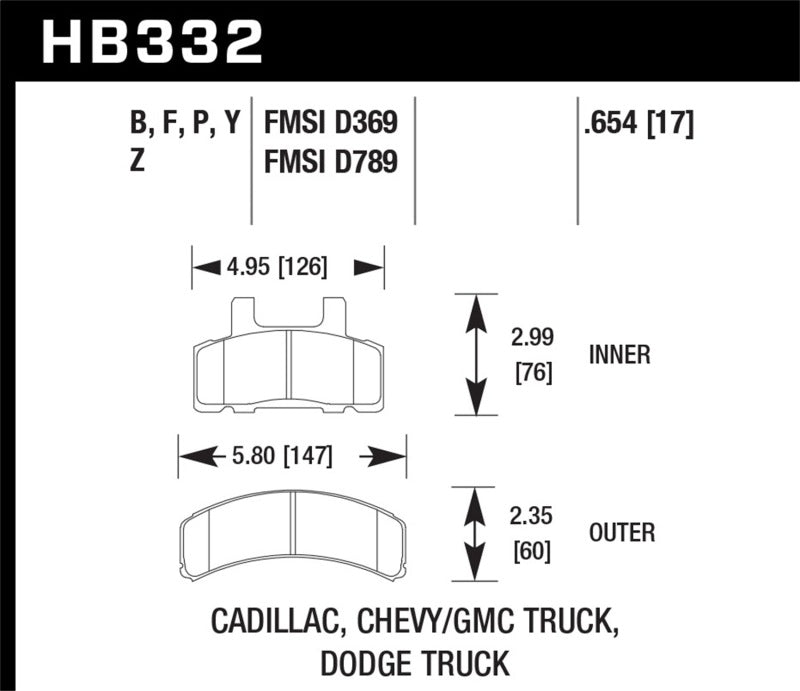 Hawk 1999-2000 Cadillac Escalade HPS 5.0 Plaquettes de frein avant