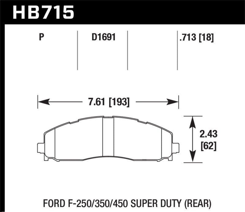 Hawk Plaquettes de frein arrière Super Duty Ford F-250/350/450 2015