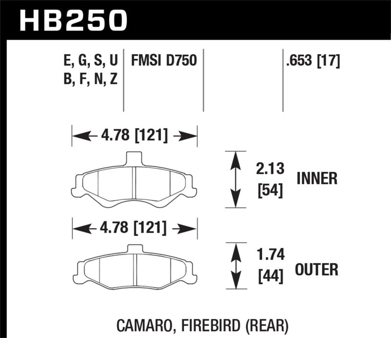 Hawk 98-02 Chevrolet Camaro 5,7 L/3,8 L/98-02 Pontiac Firebird 5,7 L/3,8 L DTC-60 Plaquettes de frein arrière de course