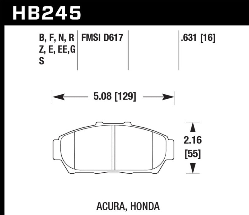 Hawk HB245G.631 94-01 Acura Integra (excl Type R)  DTC-60 Race Front Brake Pads