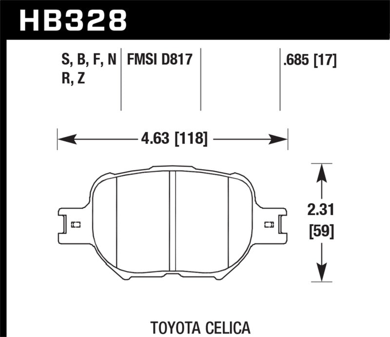 Hawk 01-05 Celica GT/GT-S/05-08 tC HP+ Street Plaquettes de frein avant