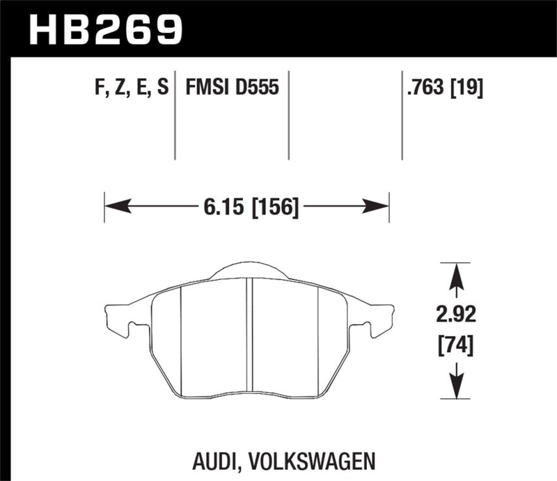 Hawk 96-02 Audi A4 Quattro / 95-01 Audi A6 Quattro Bleu 9012 Race Plaquettes de frein avant