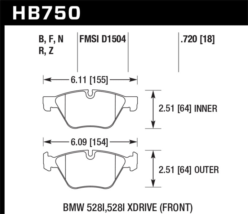 Hawk 13-14 BMW 528i / 528i xDrive HPS Plaquettes de frein avant