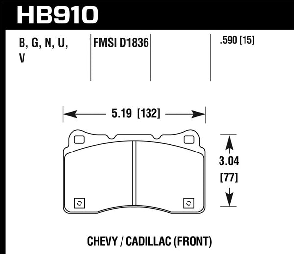 Plaquettes de frein avant Hawk 15-16 Cadillac XTS / Chevrolet Corvette HPS 5.0