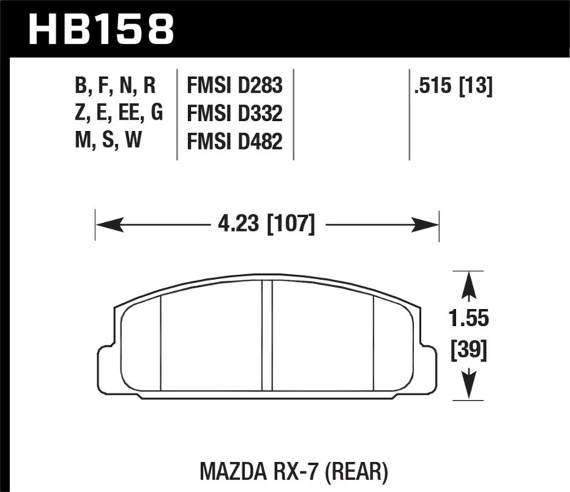 Hawk 86-95 Mazda RX-7 HP+ Street Plaquettes de frein arrière