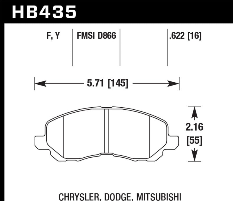 Hawk HB435F.622 00-05 Eclipse GT HPS Street Front Brake Pads