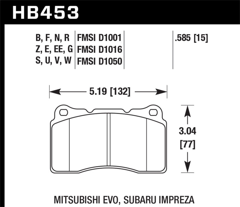 Hawk 03-06 Evo / 04-09 STi / 09-10 Genesis Coupé (piste uniquement) / 2010 Camaro SS HT-14 Race Front Brak