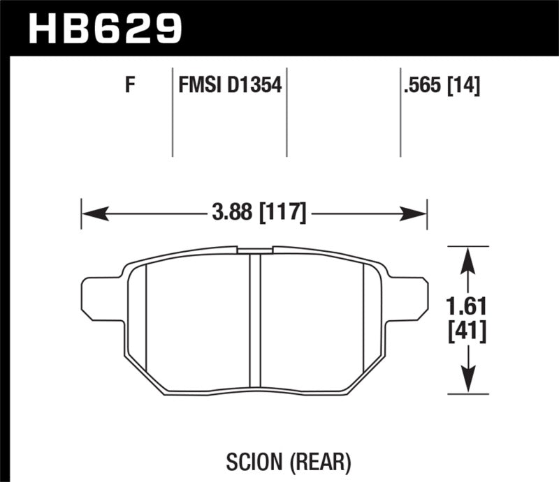 Hawk 08-11 Scion xB / 09-10 Toyota Corolla / 09-10 Matrix / 10 Prius HPS Street Plaquettes de frein arrière