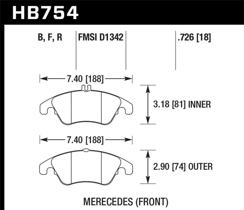 Plaquettes de frein avant Hawk 10-16 Mercedes-Benz E350 / 12-16 Mercedes-Benz SLK350 HPS Street