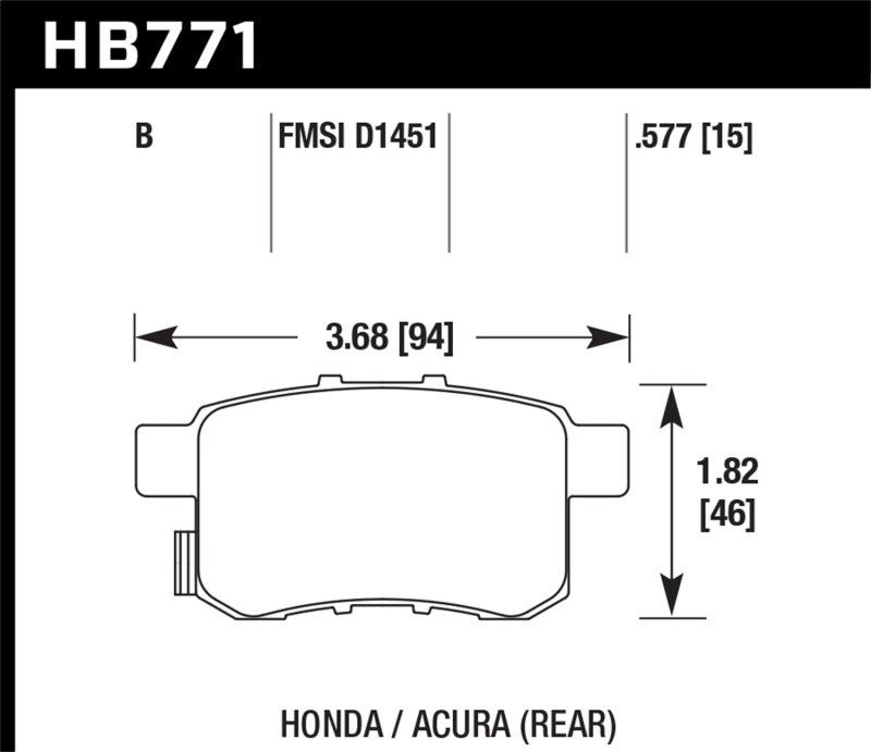 Hawk 08-16 Honda Accord High Performance Street 5.0 Plaquettes de frein arrière