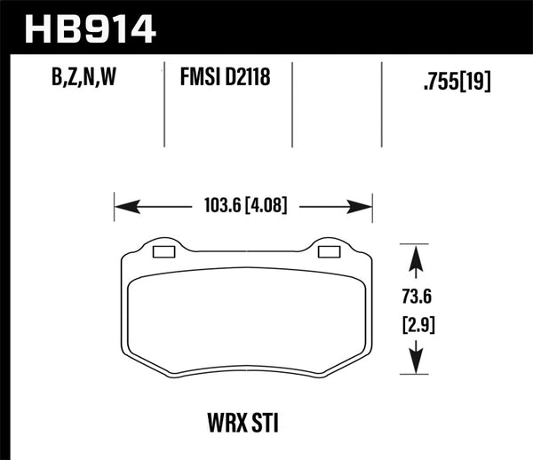 Plaquettes de frein arrière Hawk 2018 Subaru WRX STI DTC-30