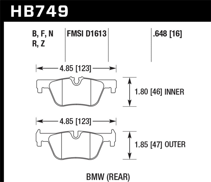 Hawk HB749Q.648 DTC-80 13-16 BMW 328i Rear Brake Pads