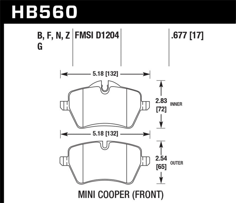 Hawk 05-06 JCW R53 Cooper S & 07+ R56 Cooper S HPS Street Plaquettes de frein avant