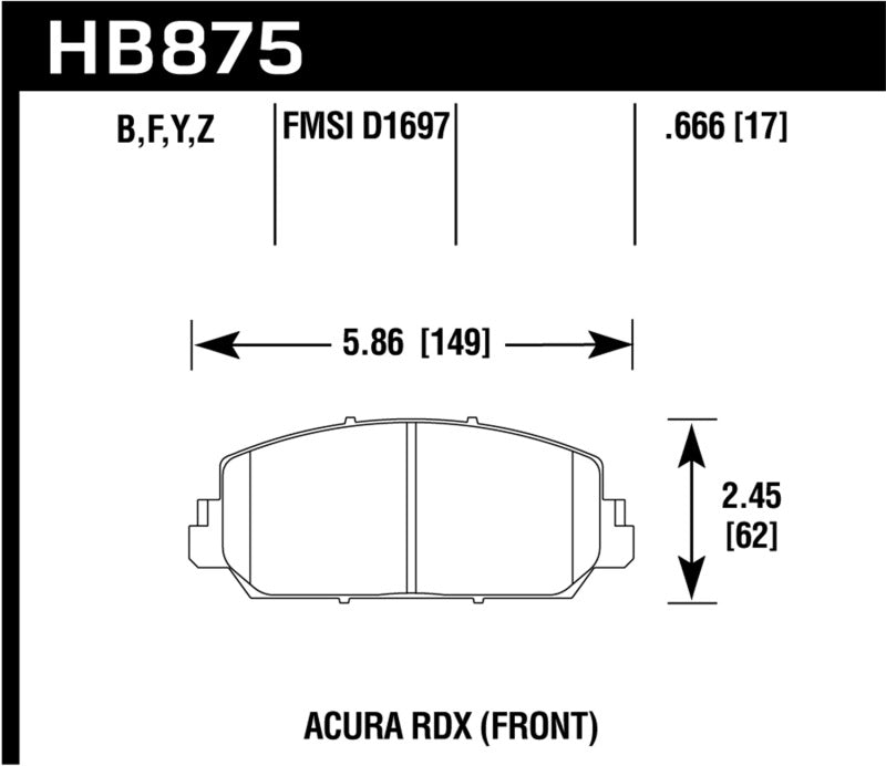 Plaquettes de frein avant Hawk 14-17 Acura RDX/RLX HPS Street