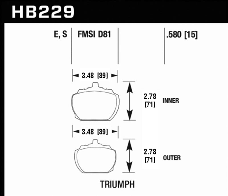 Plaquettes de frein avant Hawk70-73 Triumph Stag Blue 9012 Race