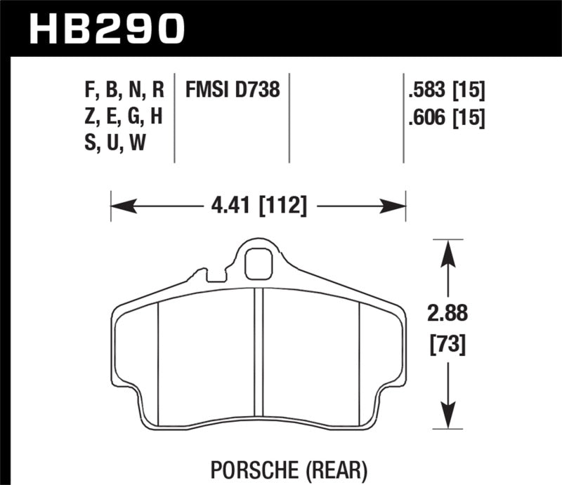 Hawk 98-08 Porsche 911 Carrera 2 / 07-08 Boxster S / 06-08 Cayman S Plaquettes de frein arrière DTC-60 Race