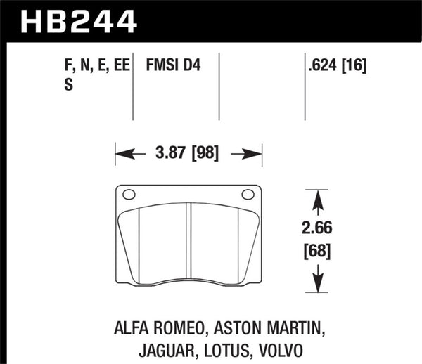 Hawk HB244D.624 72-74 Jaguar XJ12 Front ER-1 Brake Pads