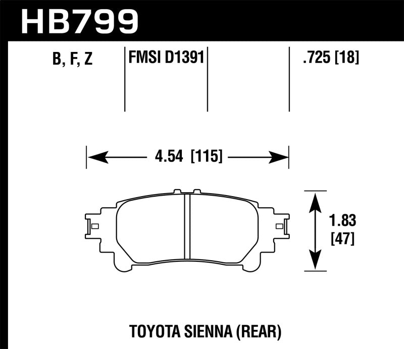 Hawk 14-16 Toyota Highlander HPS 5.0 Plaquettes de frein arrière