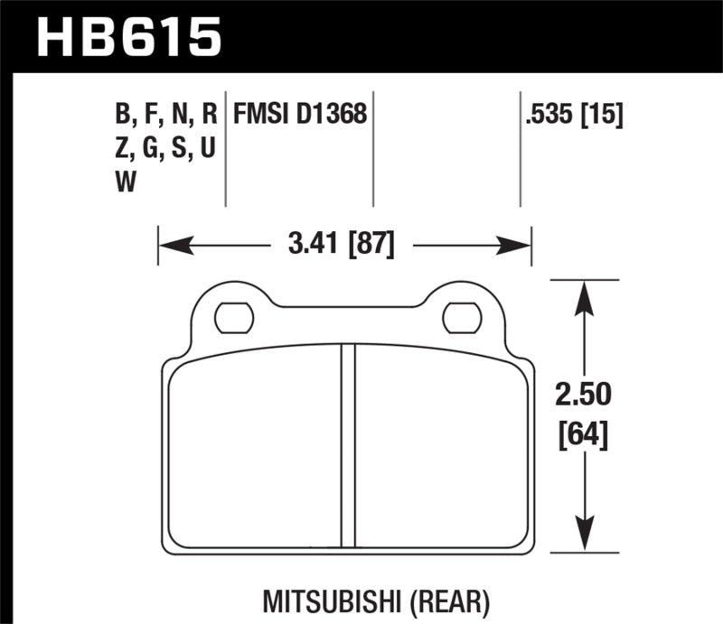 Hawk 2008-2014 Mitsubishi Lancer Evo (rotor avant 1 pièce) High Perf. Plaquettes de frein arrière Street 5.0