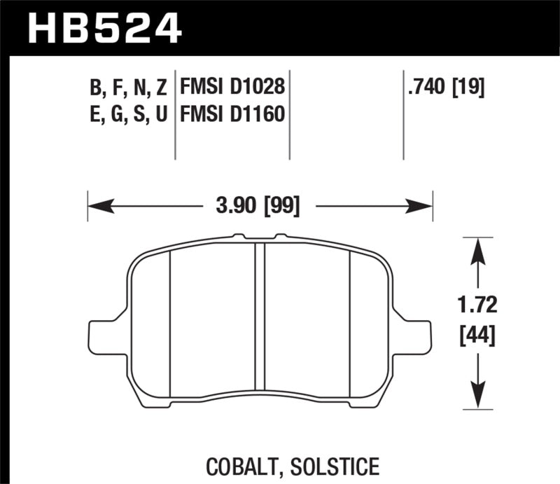 Hawk 05-07 Cobalt SS / 06-11 HHR / 04+ Malibu / 07-10 Poniac G5 GT DTC-70 Plaquettes de frein avant de course