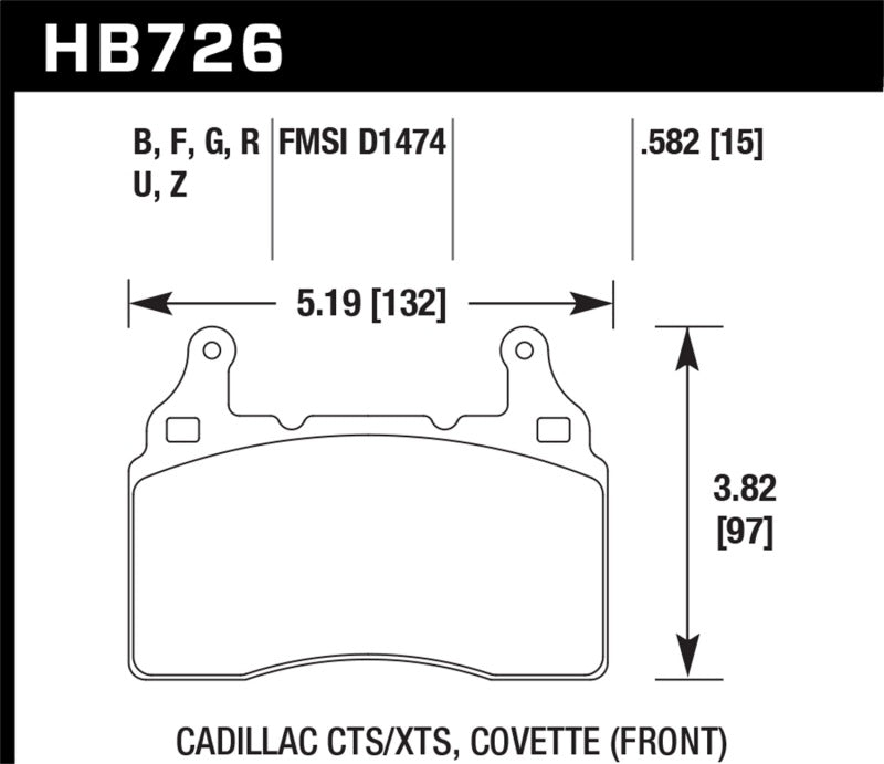 Hawk HB726F.582 2010-2015 Chevy Camaro SS HPS Street Front Brake Pads