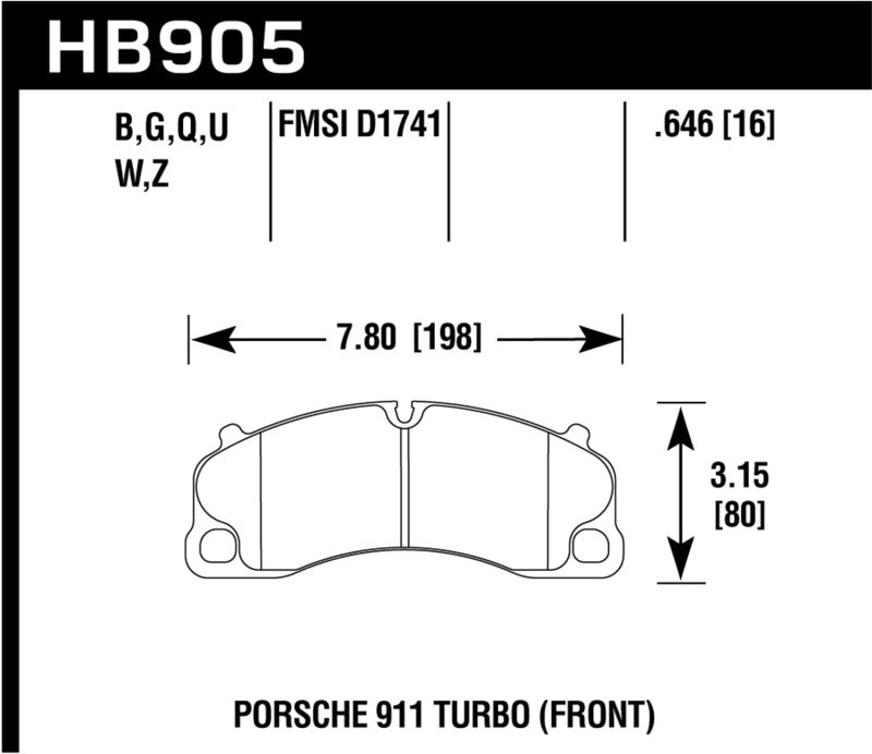 Hawk HB905G.646 14-18 Porsche 911 DTC-60 Race Rear Brake Pads